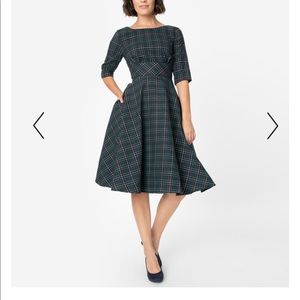 Navy red and white plaid Hell Bunny Large dress